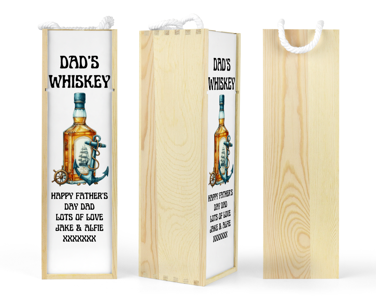 Personalised Wooden Bottle Gift Box - Whisky|Rum Design