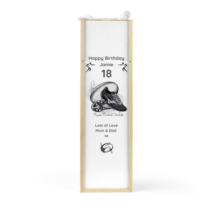 Personalised Wooden Wine Bottle Gift Box - Rugby Design