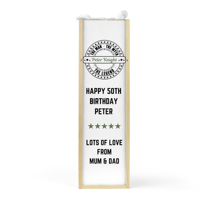 Personalised Wooden Bottle Gift Box - The Man The Myth The Legend Design
