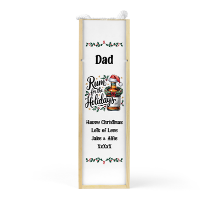 Personalised Wooden Bottle Gift Box - Christmas Rum Design