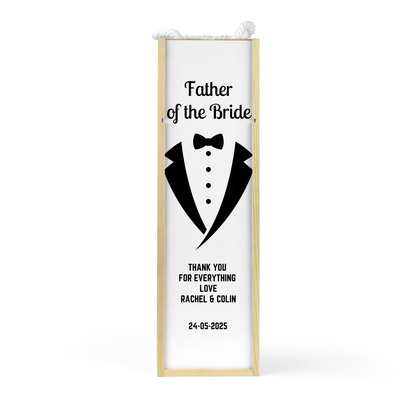 Personalised Wooden Wine Bottle Gift Box - Father of the Bride Design