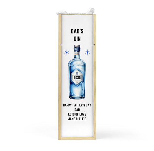 Personalised Wooden Bottle Gift Box - Gin Design