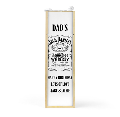 Personalised Wooden Bottle Gift Box - Jack Daniels Design