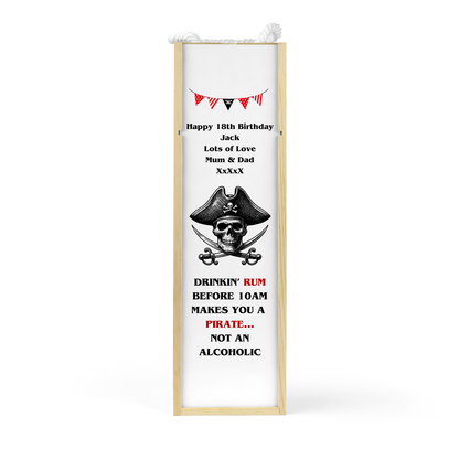 Personalised Wooden Bottle Gift Box - Pirate Rum Design