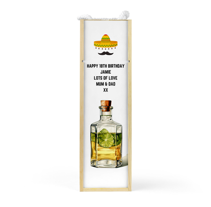 Personalised Wooden Bottle Gift Box - Tequila Design