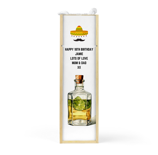 Personalised Wooden Bottle Gift Box - Tequila Design