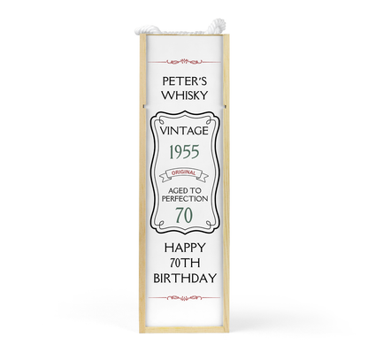 Personalised Wooden Bottle Gift Box - Vintage Birthday Design