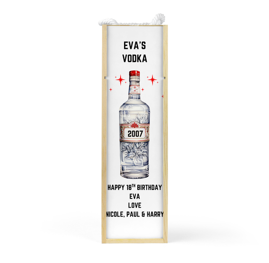 Personalised Wooden Bottle Gift Box - Vodka Design