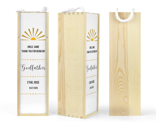 Personalised Wooden Wine Bottle Gift Box - Godfather Thank You