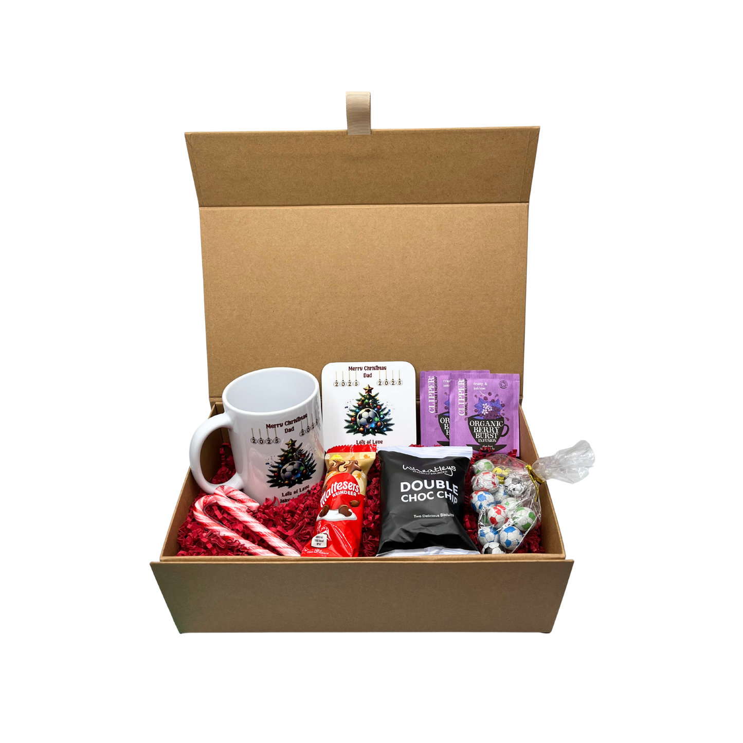 Personalised Christmas Football Design Mug & Coaster Hamper Gift Box