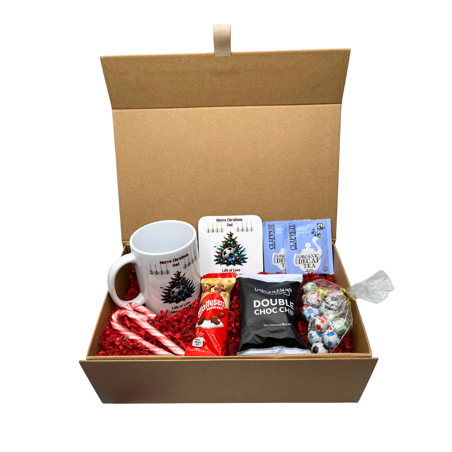 Personalised Christmas Football Design Mug & Coaster Hamper Gift Box
