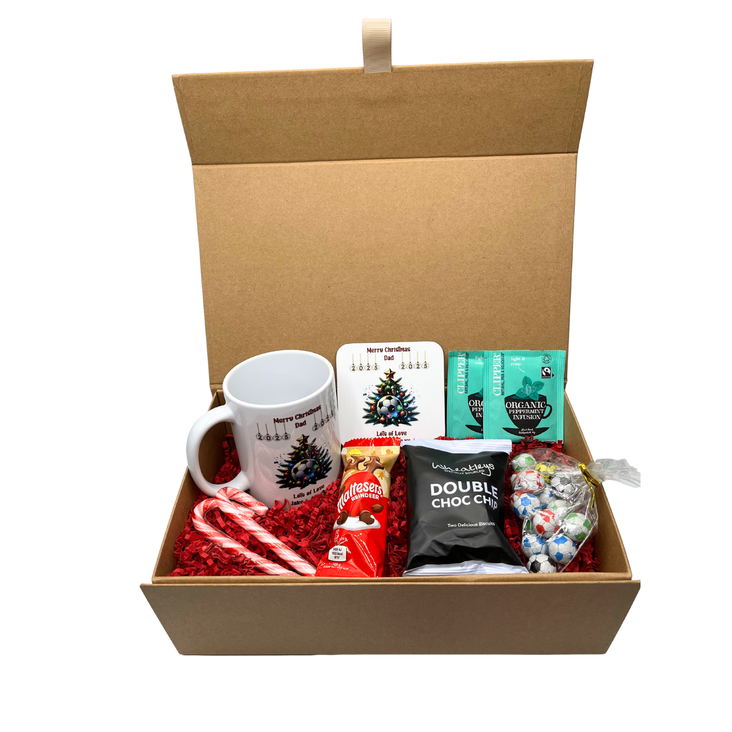 Personalised Christmas Football Design Mug & Coaster Hamper Gift Box
