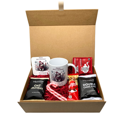 Personalised Christmas Pink Polar Bear Design Mug & Coaster Hamper Gift Box
