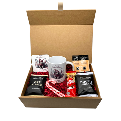 Personalised Christmas Pink Polar Bear Design Mug & Coaster Hamper Gift Box