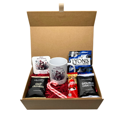 Personalised Christmas Pink Polar Bear Design Mug & Coaster Hamper Gift Box