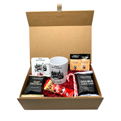 Personalised Christmas Village Design Mug & Coaster Hamper Gift Box
