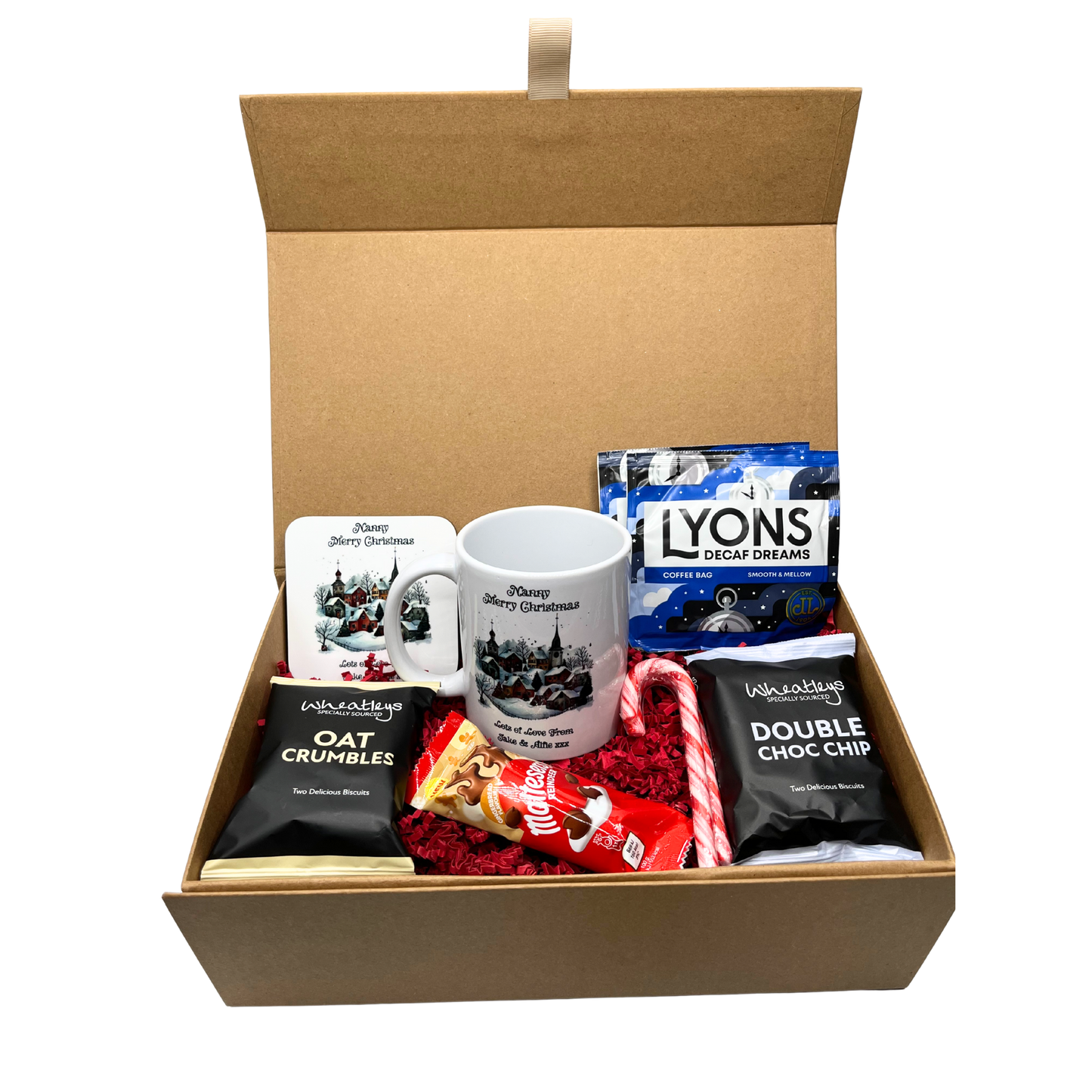 Personalised Christmas Village Design Mug & Coaster Hamper Gift Box