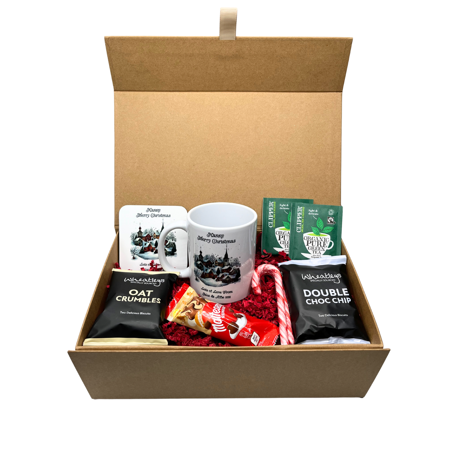 Personalised Christmas Village Design Mug & Coaster Hamper Gift Box