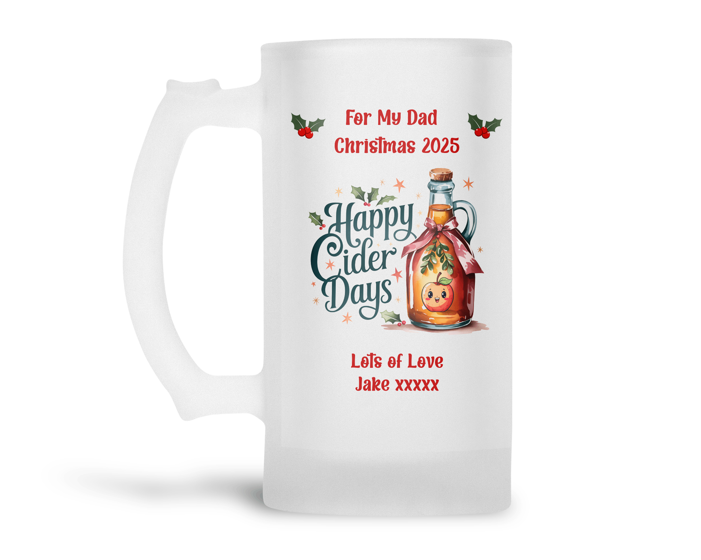 Personalised Frosted Glass Tankard - Christmas Cider